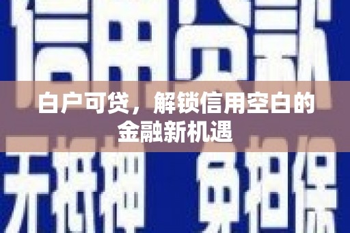 定远白户可贷，解锁信用空白的金融新机遇