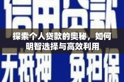 定远探索个人贷款的奥秘，如何明智选择与高效利用