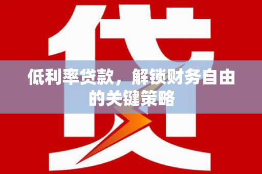 定远低利率贷款，解锁财务自由的关键策略