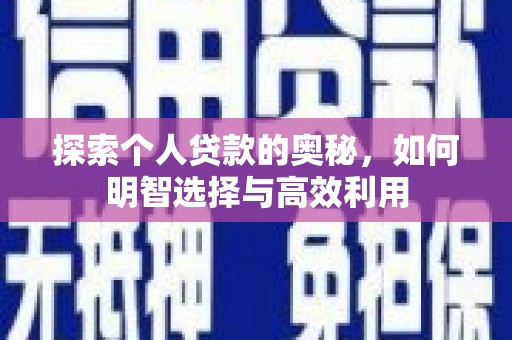 定远探索个人贷款的奥秘，如何明智选择与高效利用
