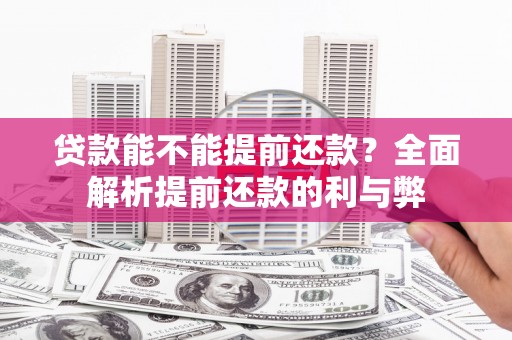 定远贷款能不能提前还款？全面解析提前还款的利与弊