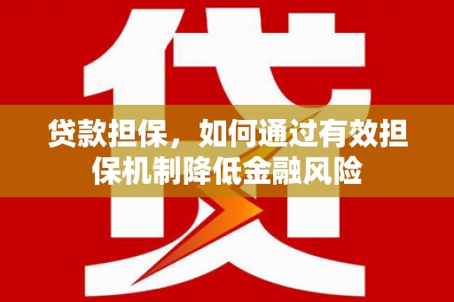 定远贷款担保，如何通过有效担保机制降低金融风险