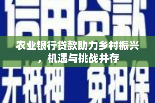 定远农业银行贷款助力乡村振兴，机遇与挑战并存