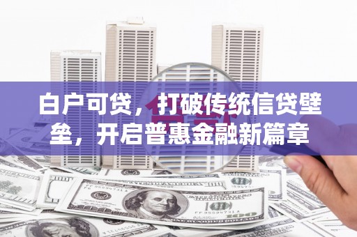 定远白户可贷，打破传统信贷壁垒，开启普惠金融新篇章