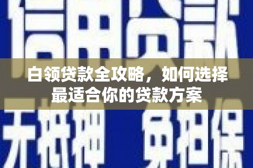 定远白领贷款全攻略，如何选择最适合你的贷款方案